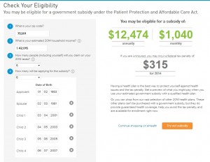 eHealth tax credit calculator